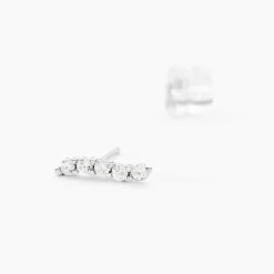 Boucles D'oreilles Puces Dahina Or Blanc Oxyde De Zirconium