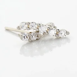 Boucles D'oreilles Puces Dahina Or Blanc Oxyde De Zirconium