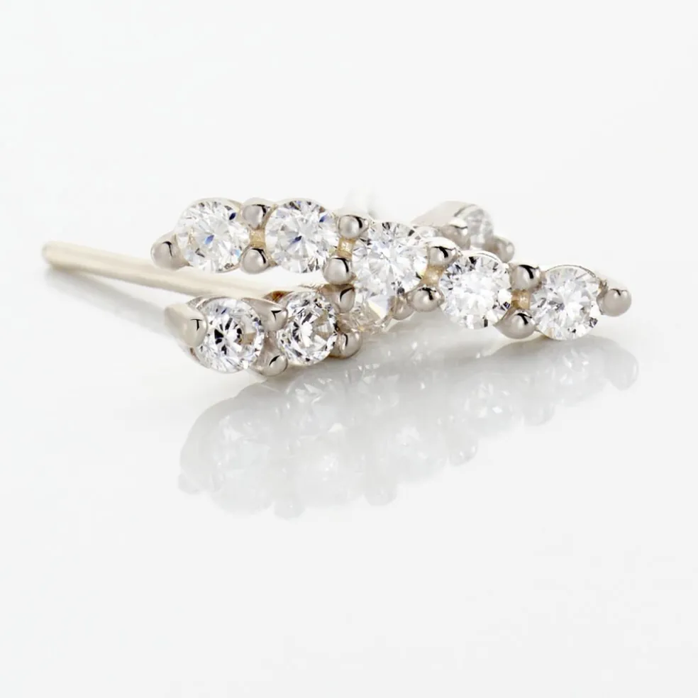 Boucles D'oreilles Puces Dahina Or Blanc Oxyde De Zirconium