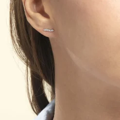 Boucles D'oreilles Puces Dahina Or Blanc Oxyde De Zirconium