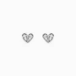 Boucles D'oreilles Puces Declaration Argent Blanc Oxyde De Zirconium