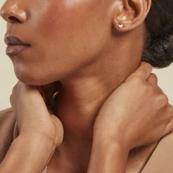 Boucles D'oreilles Puces Declaration Argent Blanc Oxyde De Zirconium