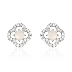 Boucles D'oreilles Puces Dally Argent Blanc Quartz Oxyde De Zirconium