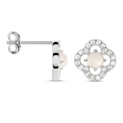 Boucles D'oreilles Puces Dally Argent Blanc Quartz Oxyde De Zirconium