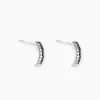 Boucles D'oreilles Puces Demi Lune Or Blanc Diamant