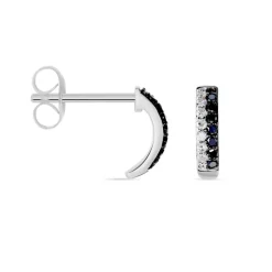 Boucles D'oreilles Puces Demi Lune Or Blanc Diamant