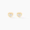 Boucles D'oreilles Puces Daria C艙ur 0 Or Jaune Strass