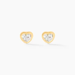 Boucles D'oreilles Puces Daria C艙ur 0 Or Jaune Strass