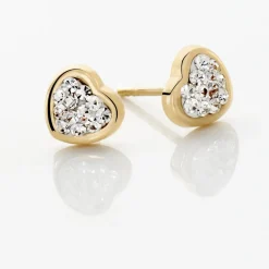 Boucles D'oreilles Puces Daria C艙ur 0 Or Jaune Strass