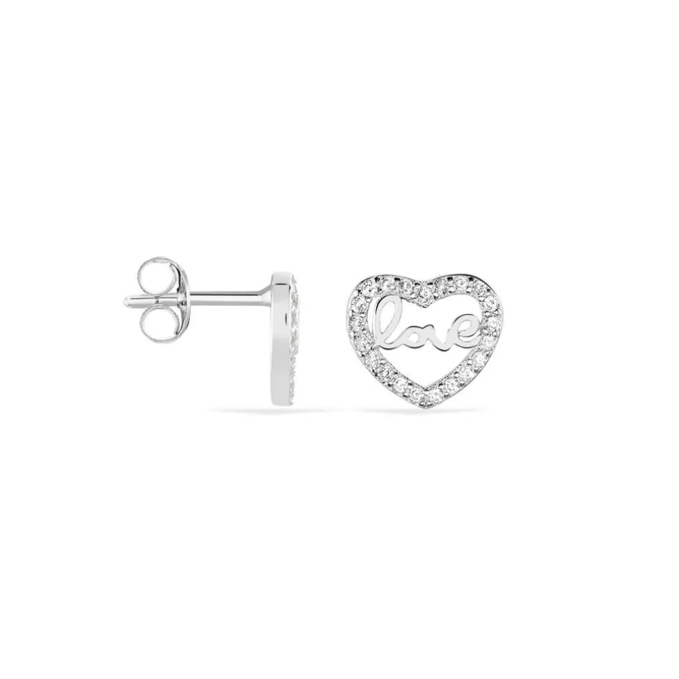 Boucles D'oreilles Puces Delicata Argent Blanc Oxyde De Zirconium