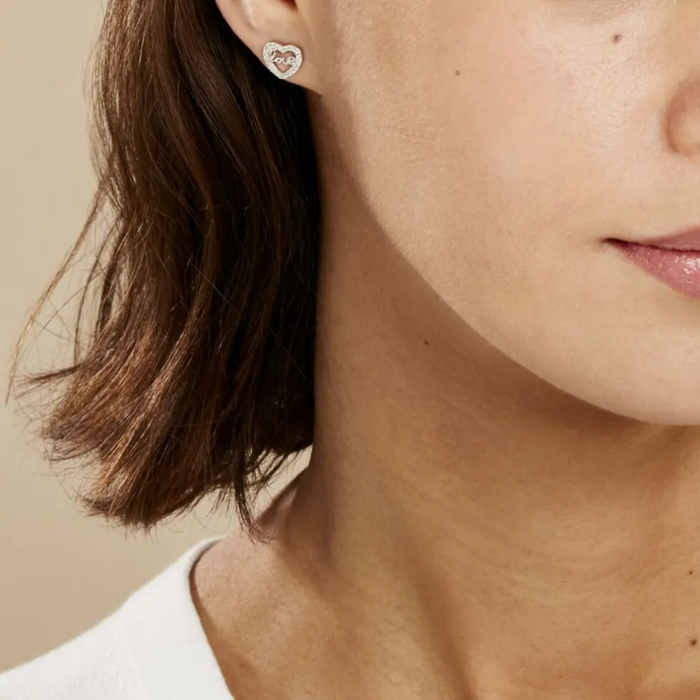 Boucles D'oreilles Puces Delicata Argent Blanc Oxyde De Zirconium