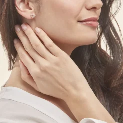 Boucles D'oreilles Puces Daria Double Coeurs Or Jaune Oxyde