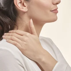 Boucles D'oreilles Puces Daria Coeur Triple Or Jaune Oxyde