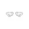 Boucles D'oreilles Puces Daria Double Coeurs Or Blanc Oxyde