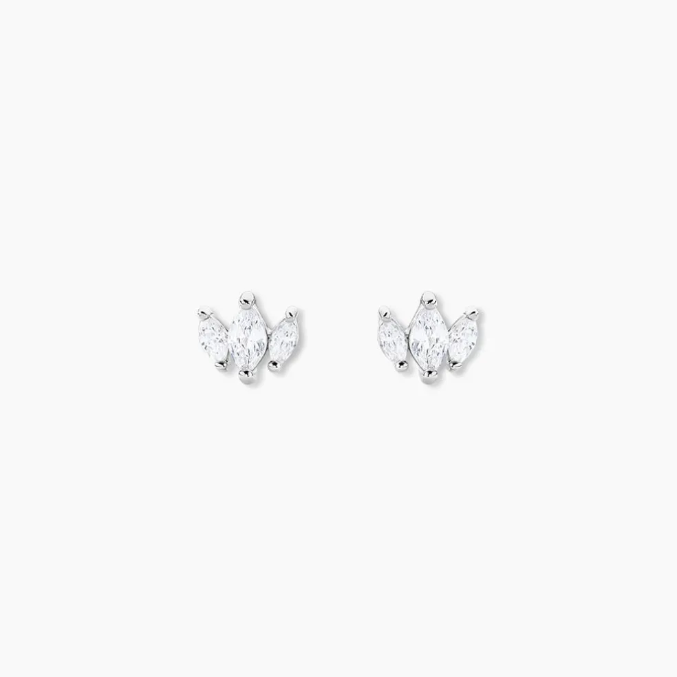 Boucles D'oreilles Puces Duchesse Argent Blanc Oxyde De Zirconium