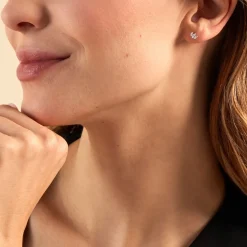 Boucles D'oreilles Puces Duchesse Argent Blanc Oxyde De Zirconium