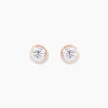 Boucles D'oreilles Puces Daria Serti Clos Or Rose Oxyde De Zirconium