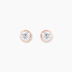 Boucles D'oreilles Puces Daria Serti Clos Or Rose Oxyde De Zirconium