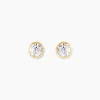 Boucles D'oreilles Puces Daria Serti Clos Or Jaune Oxyde De Zirconium