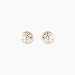 Boucles D'oreilles Puces Daria Serti Clos Or Jaune Oxyde De Zirconium