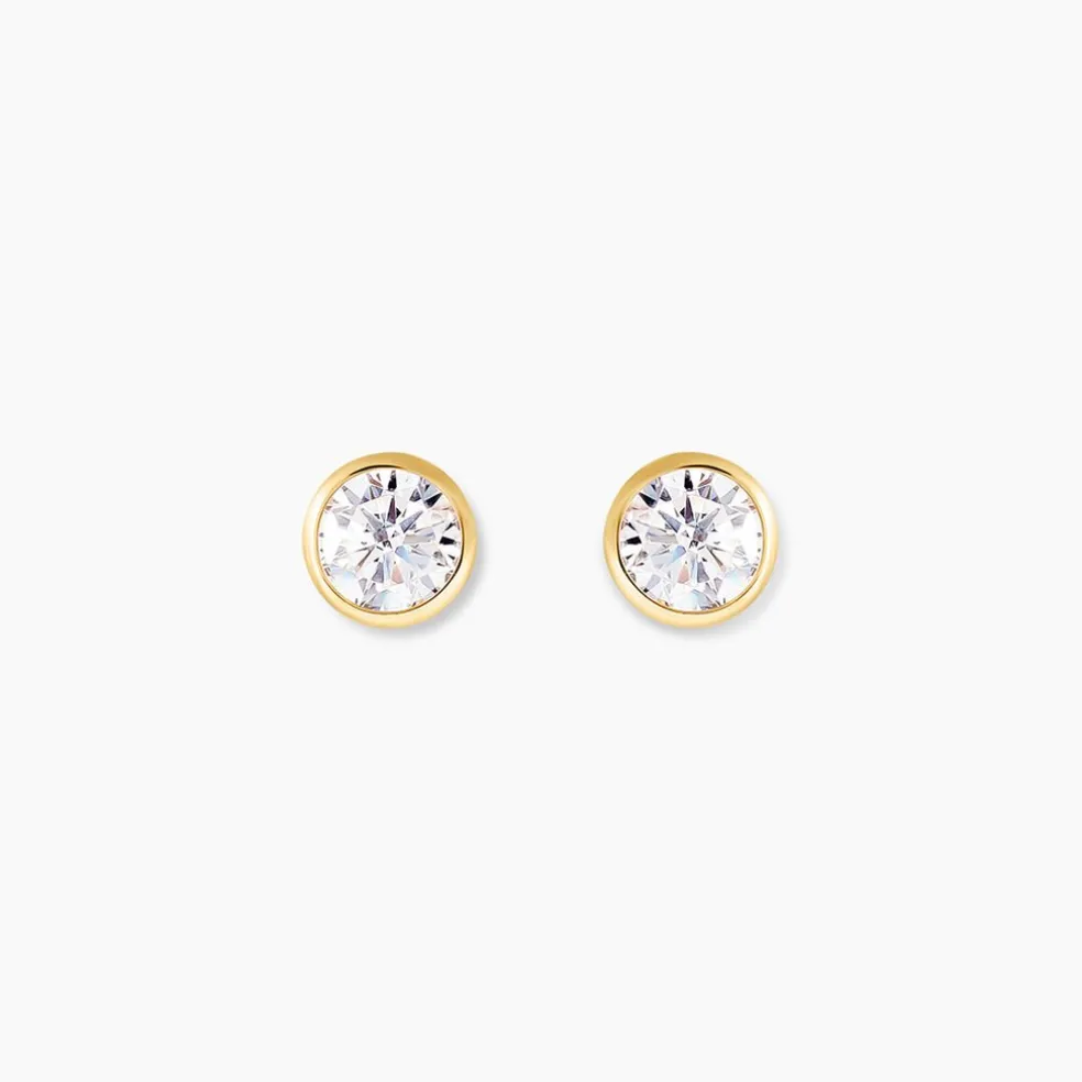 Boucles D'oreilles Puces Daria Serti Clos Or Jaune Oxyde De Zirconium