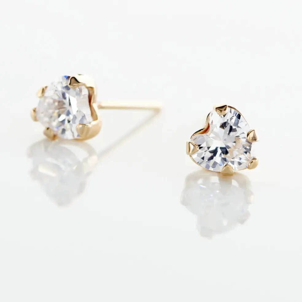 Boucles D'oreilles Puces Daria Coeur Or Jaune Oxyde