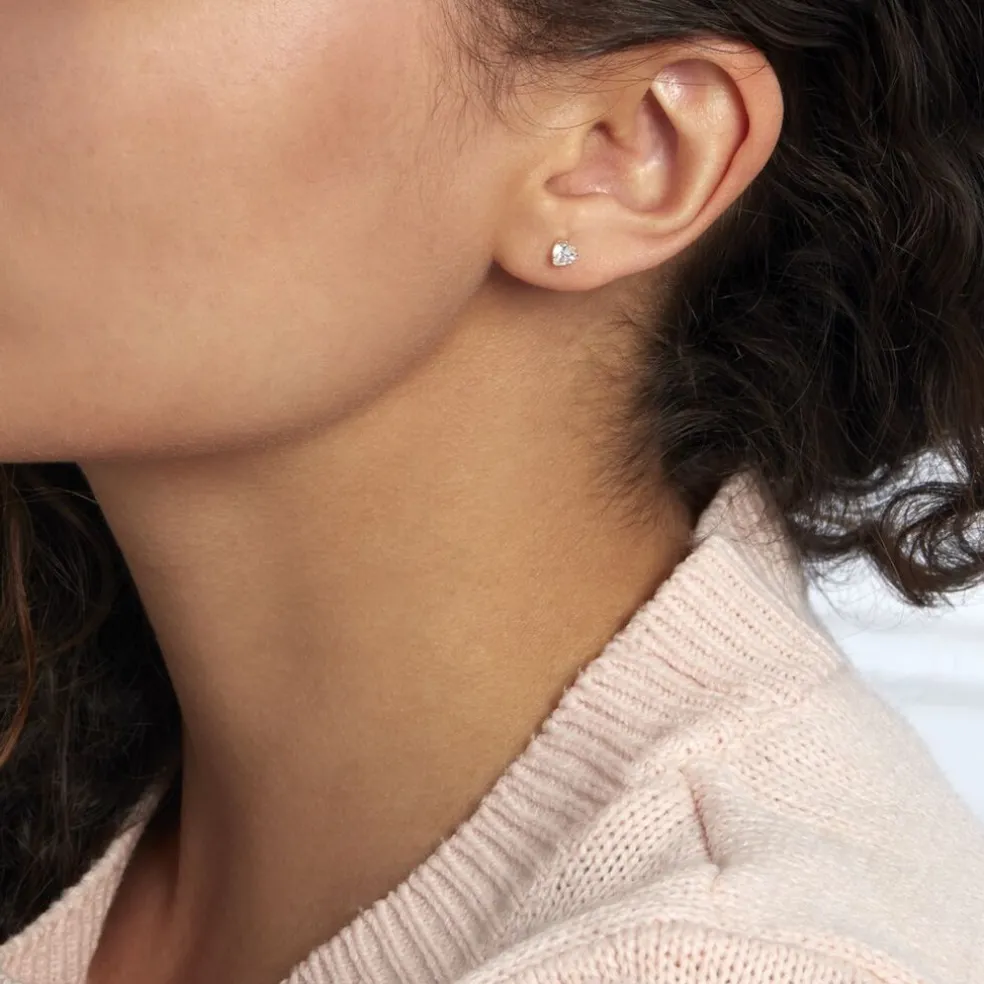 Boucles D'oreilles Puces Daria Coeur Or Jaune Oxyde