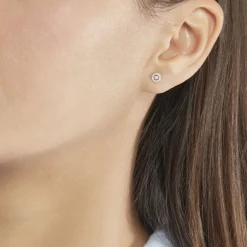 Boucles D'oreilles Puces Domitia Or Blanc Diamant
