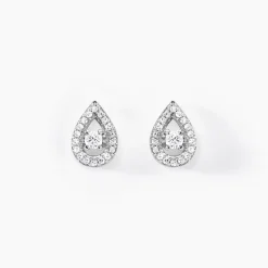 Boucles D'oreilles Puces Domitia Or Blanc Diamant