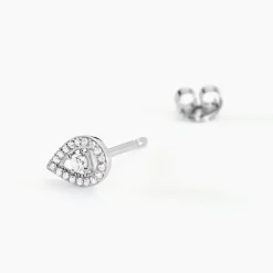 Boucles D'oreilles Puces Domitia Or Blanc Diamant