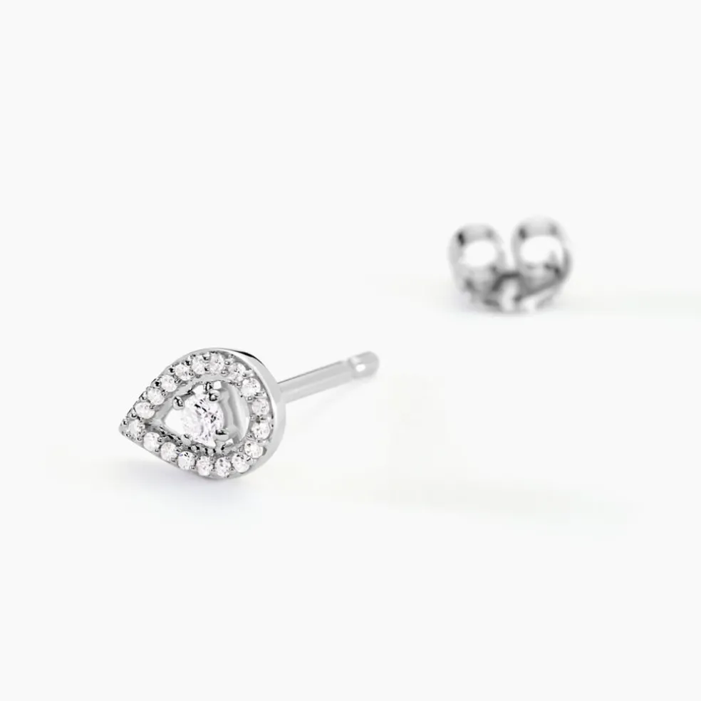 Boucles D'oreilles Puces Domitia Or Blanc Diamant