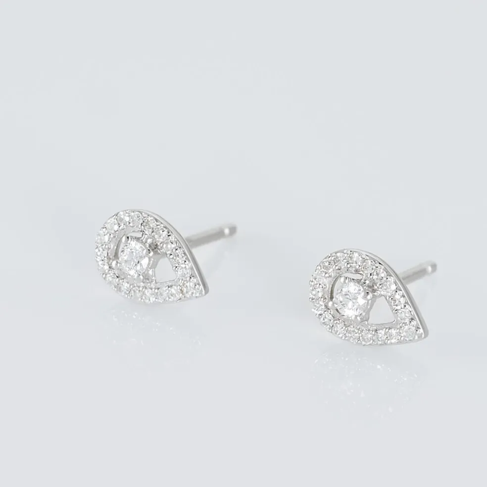 Boucles D'oreilles Puces Domitia Or Blanc Diamant