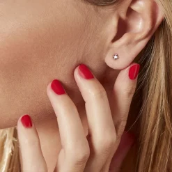 Boucles D'oreilles Puces Doreen Carre Or Jaune Oxyde De Zirconium