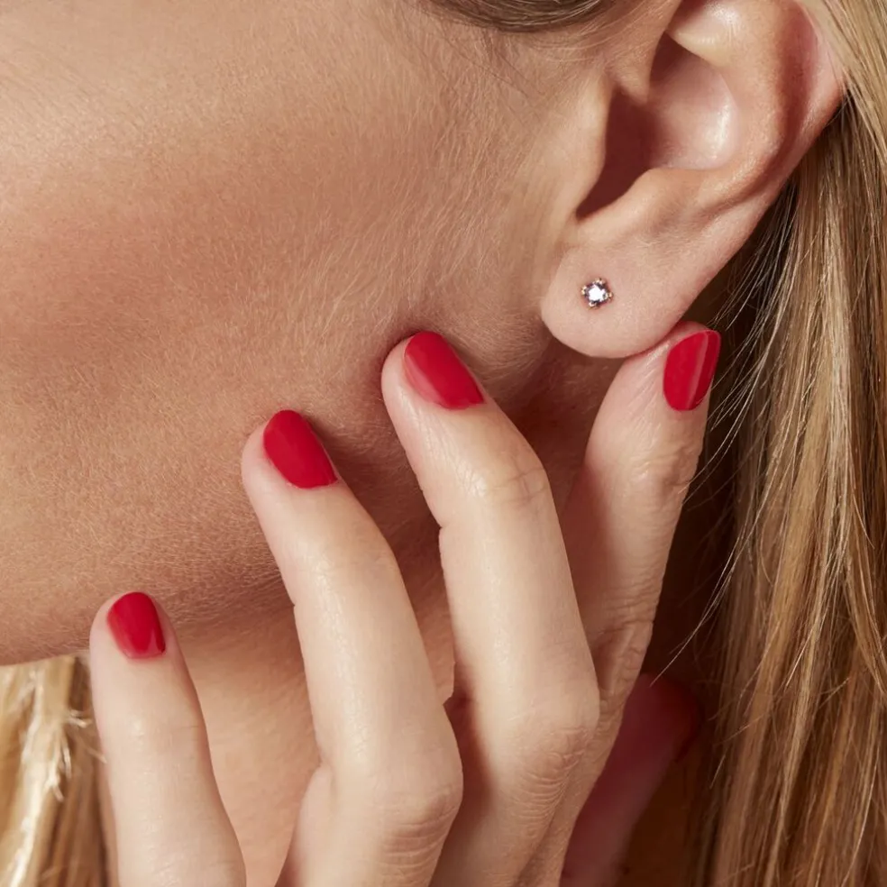 Boucles D'oreilles Puces Doreen Carre Or Jaune Oxyde De Zirconium