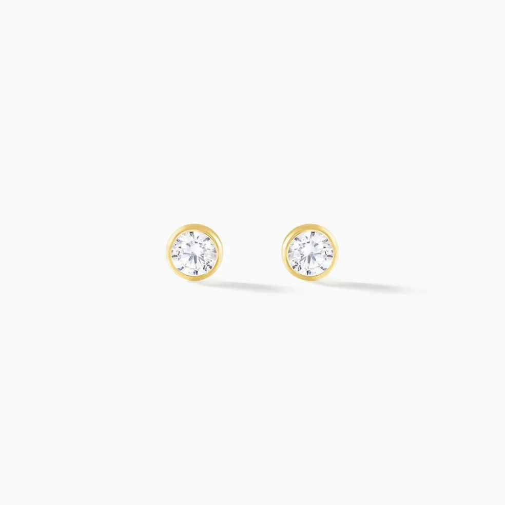 Boucles D'oreilles Puces Daria Serti Clos Or Jaune Oxyde De Zirconium