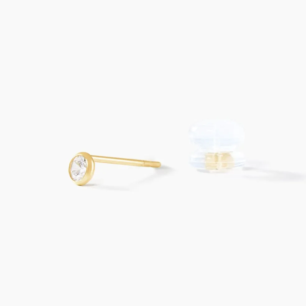 Boucles D'oreilles Puces Daria Serti Clos Or Jaune Oxyde De Zirconium