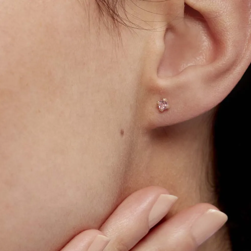 Boucles D'oreilles Puces Doreen Carre Or Jaune Oxyde De Zirconium