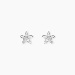 Boucles D'oreilles Puces Darline Argent Blanc Oxyde De Zirconium