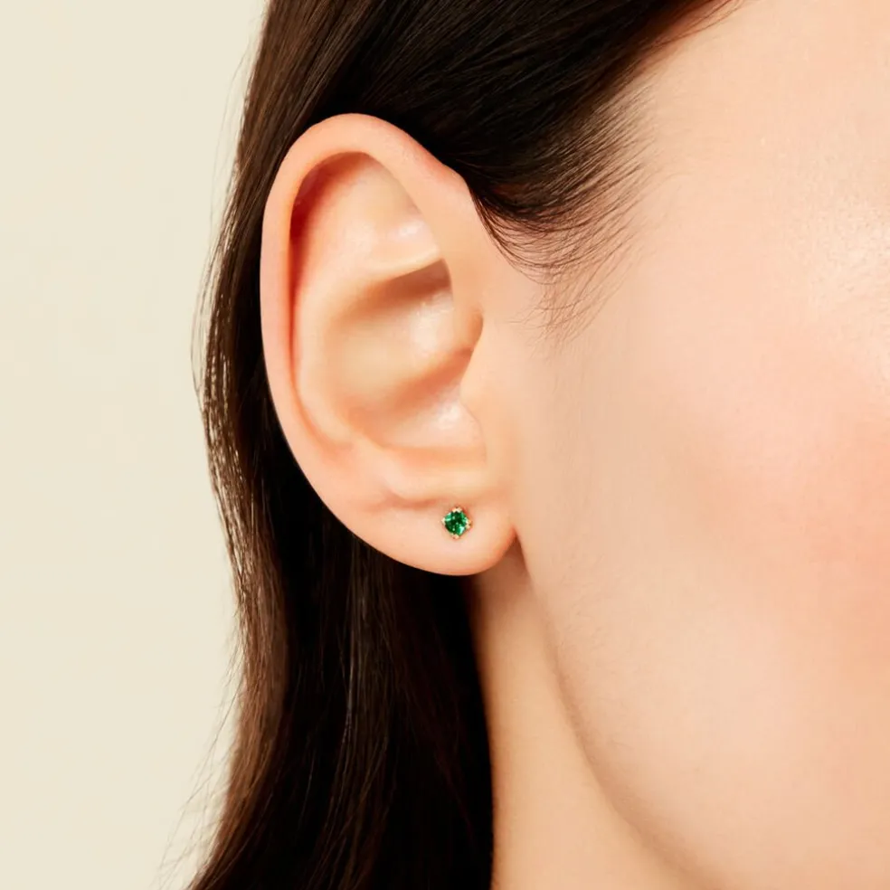 Boucles D'Oreilles Puces Doreen Or Jaune Oxyde De Zirconium