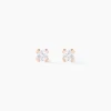 Boucles D'oreilles Puces Doreen Carre Or Rose Oxyde De Zirconium