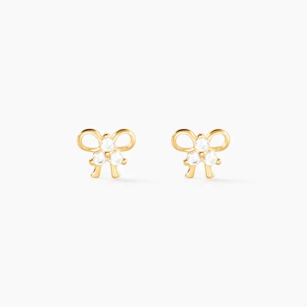 Boucles D'oreilles Puces Darina Noeud Or Jaune Oxyde De Zirconium