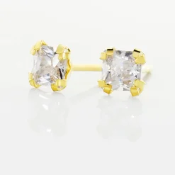 Boucles D'oreilles Puces Doreen Carre Or Jaune Oxyde De Zirconium