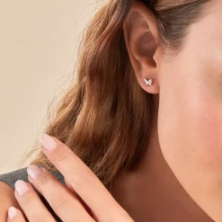 Boucles D'oreilles Puces Diep Argent Blanc Oxyde De Zirconium