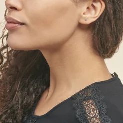 Boucles D'oreilles Puces daria Serti Griffe 2 Or Jaune Oxyde