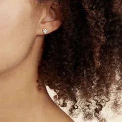 Boucles D'oreilles Puces Daria Serti Clos Or Blanc Oxyde De Zirconium