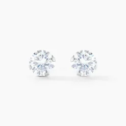 Boucles D'oreilles Puces Eddie Or Blanc Oxyde De Zirconium
