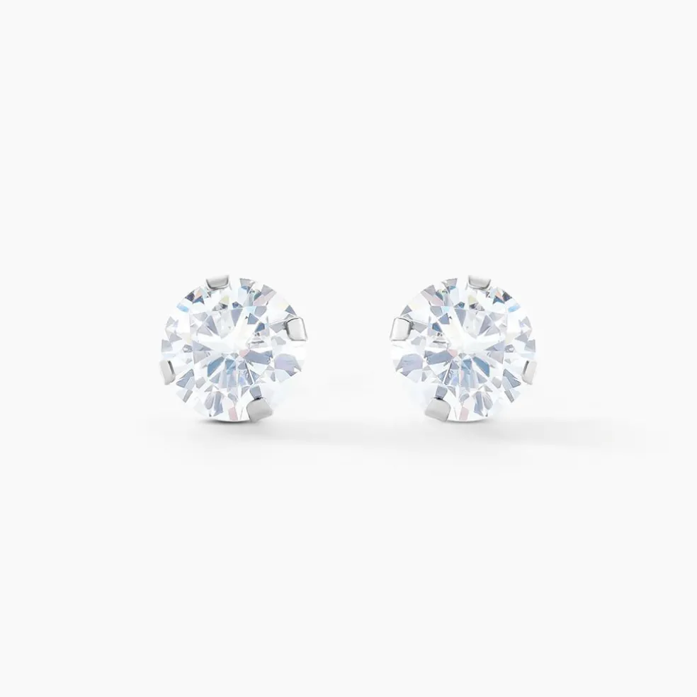 Boucles D'oreilles Puces Eddie Or Blanc Oxyde De Zirconium