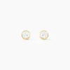 Boucles D'oreilles Puces Elda Serti Clos Or Jaune Oxyde De Zirconium