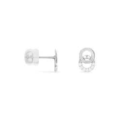 Boucles D'oreilles Puces Edmee Double Cercles Or Blanc Oxyde