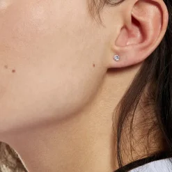 Boucles D'oreilles Puces Eddie Or Blanc Oxyde De Zirconium